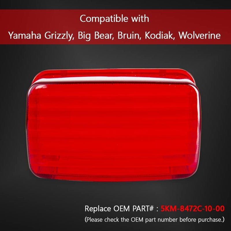 KICRY ATV Brake Tail Light Lens Taillight Brake Stop Lights Cover Compatible with Yamaha Grizzly Big Bear Bruin Kodiak Wolverine Rhino Viking Aftermarket 5KM-8472C-10-00 (Only Lens) - Image 2